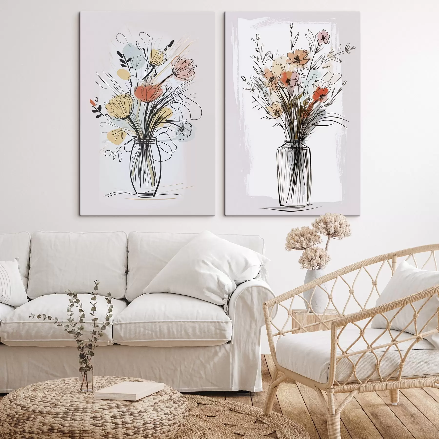 Obraz Květiny ve váze, imitace kresby Č. m01224