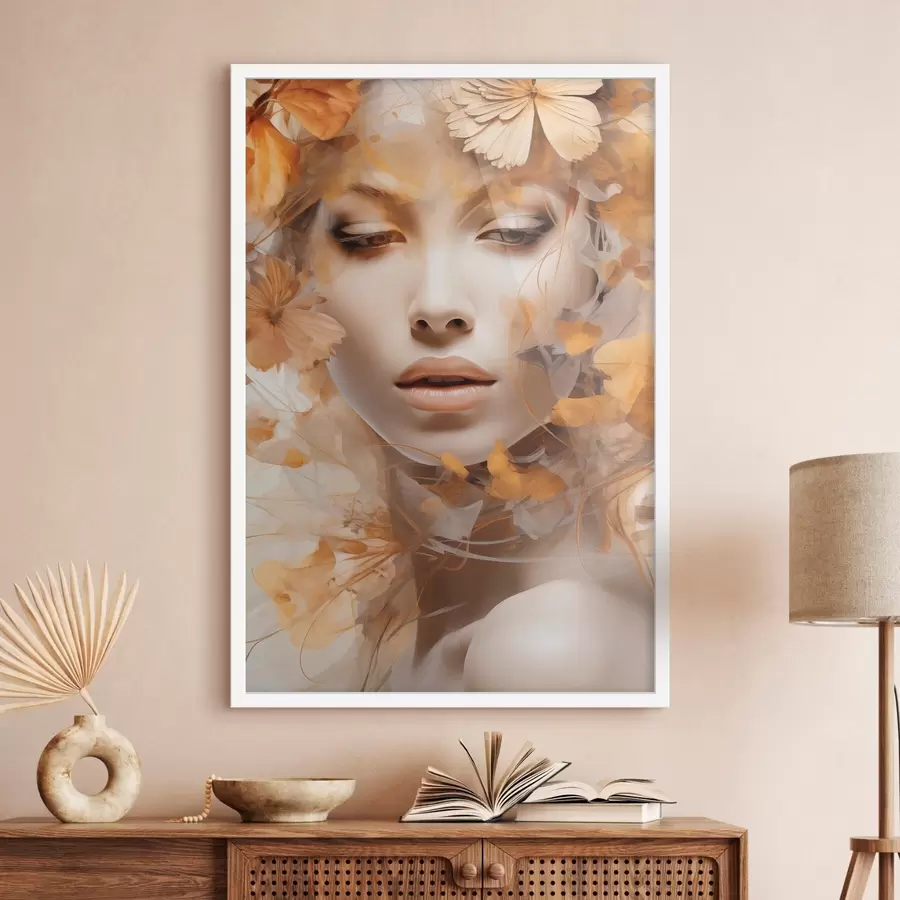 Fototapet Lidé, dívka a květiny, imitace sochy f47112