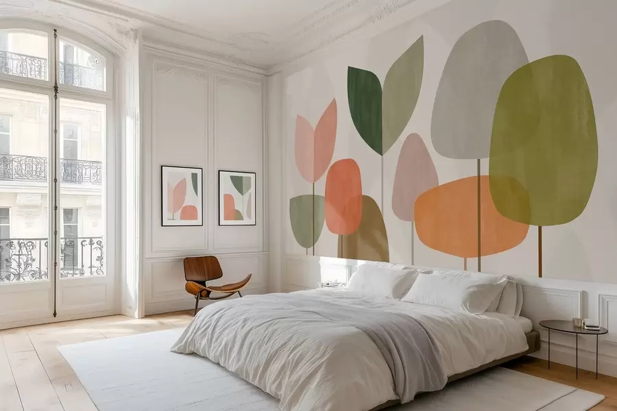 Fototapet abstraktní stromy v naivním stylu w05059