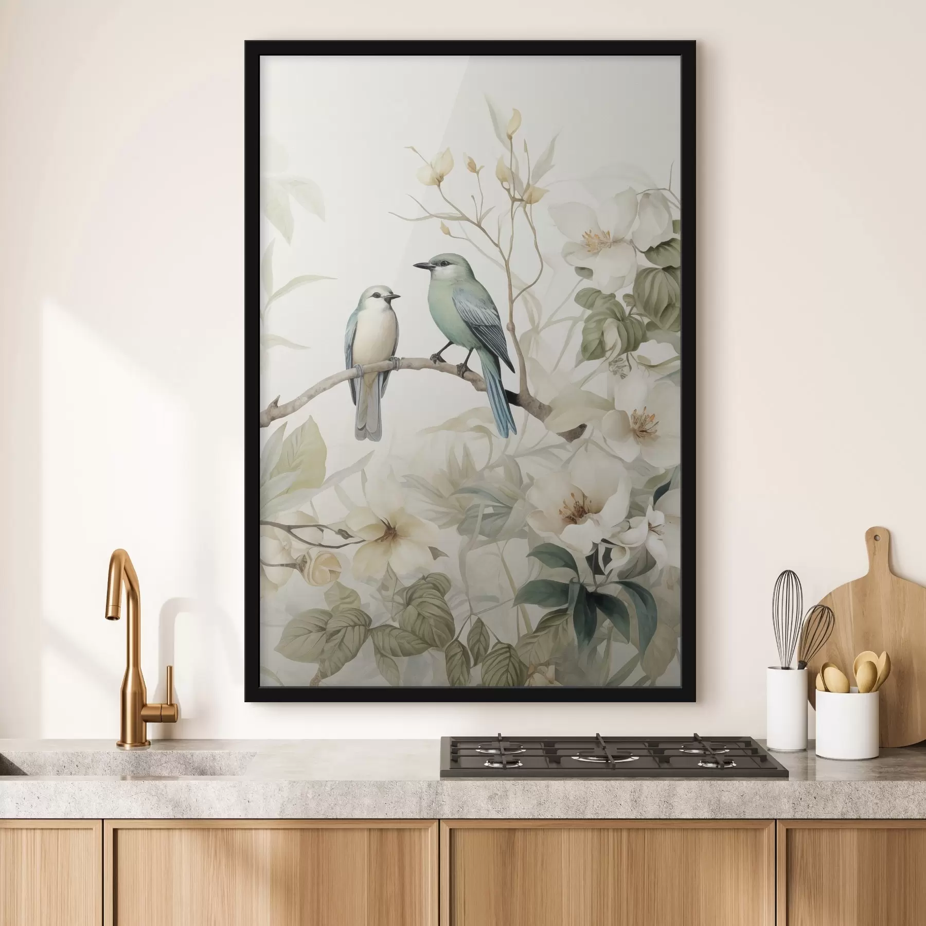 Fototapet Dva ptáci na jasmínových větvích f46896