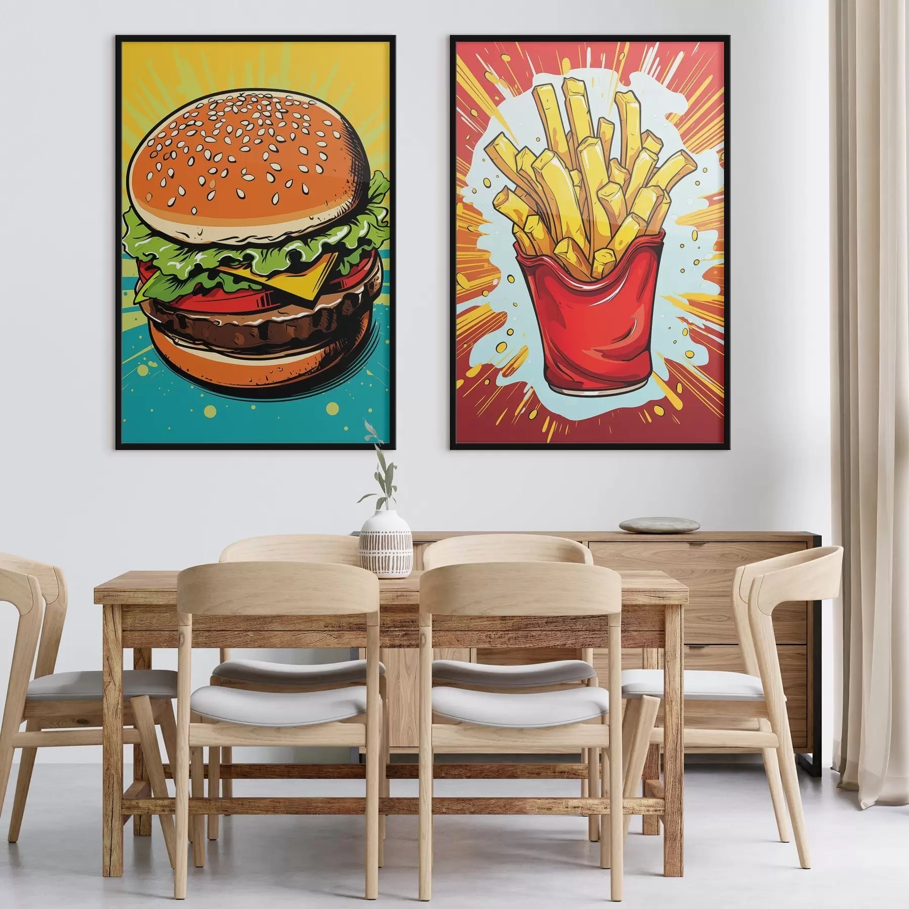 Fototapet Hranolky a hamburger d00556
