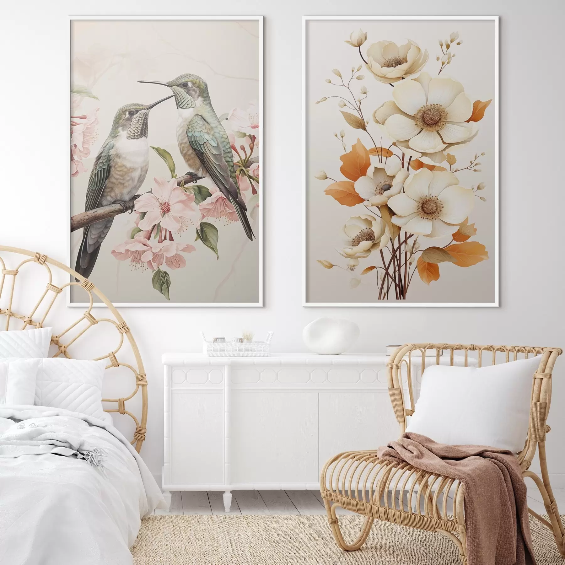 Fototapet Květiny a ptáci na větvích d00560