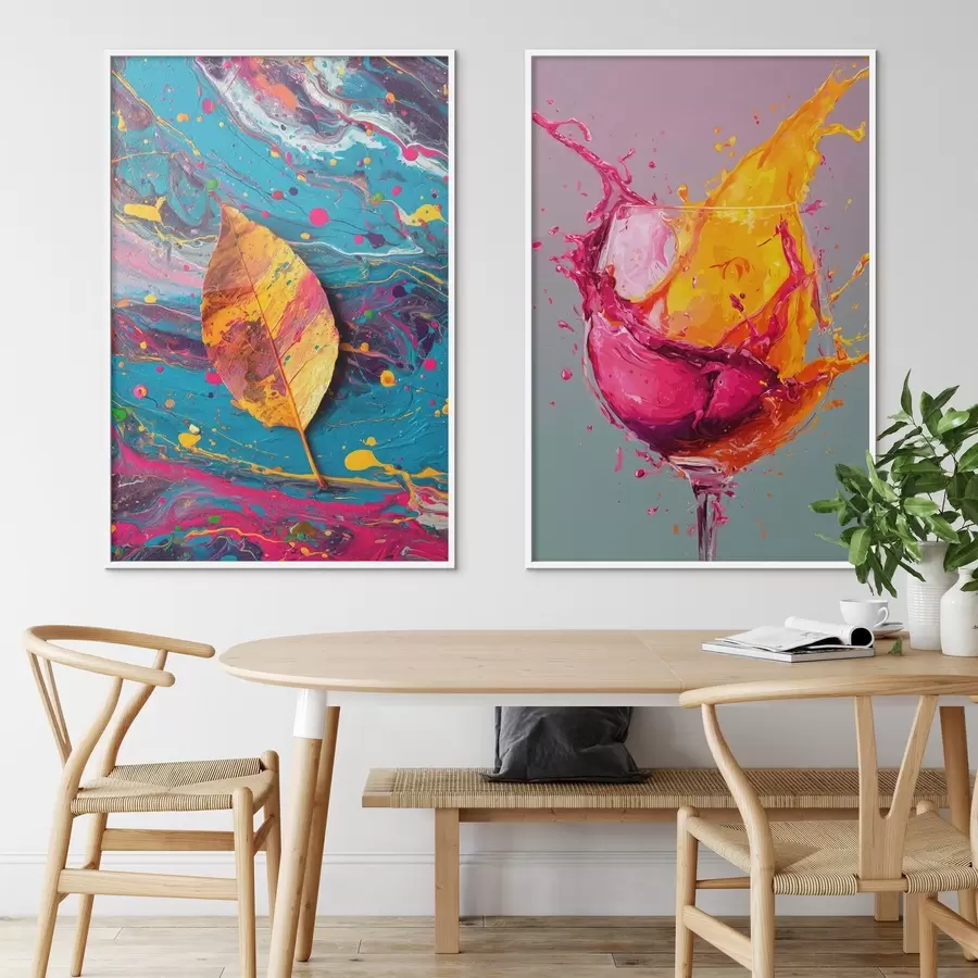 Fototapet Expresivní abstrakce s prvky přírody a nápojů d00570