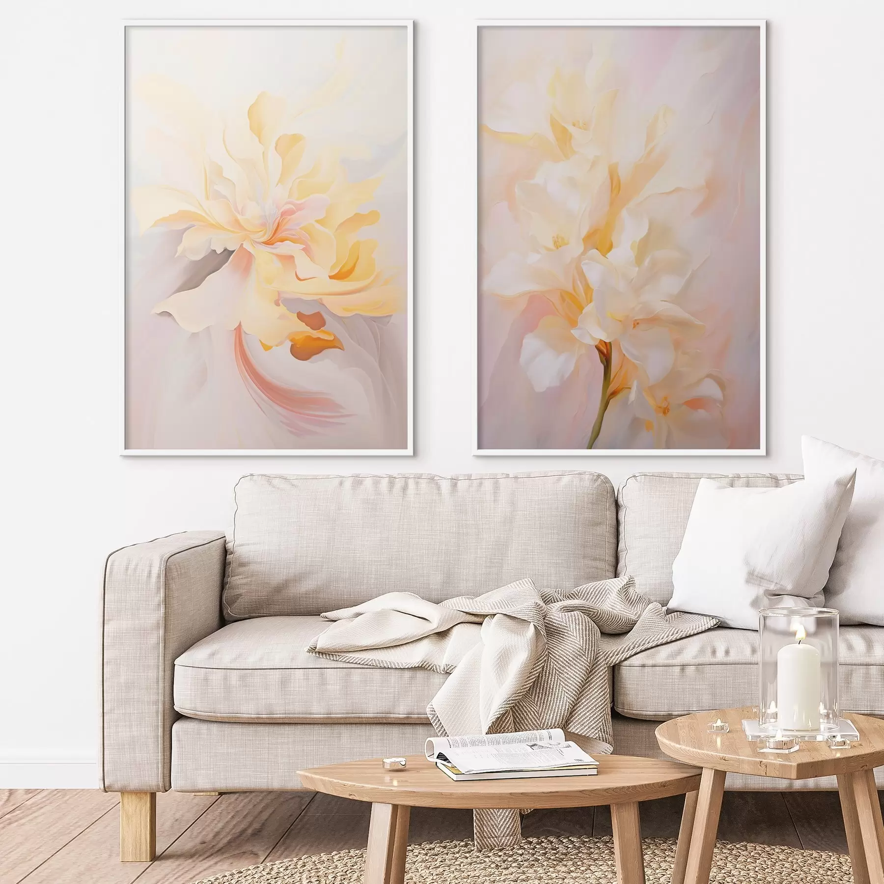 Fototapet Jemný diptych v akvarelovém stylu s barevnými přechody d00576