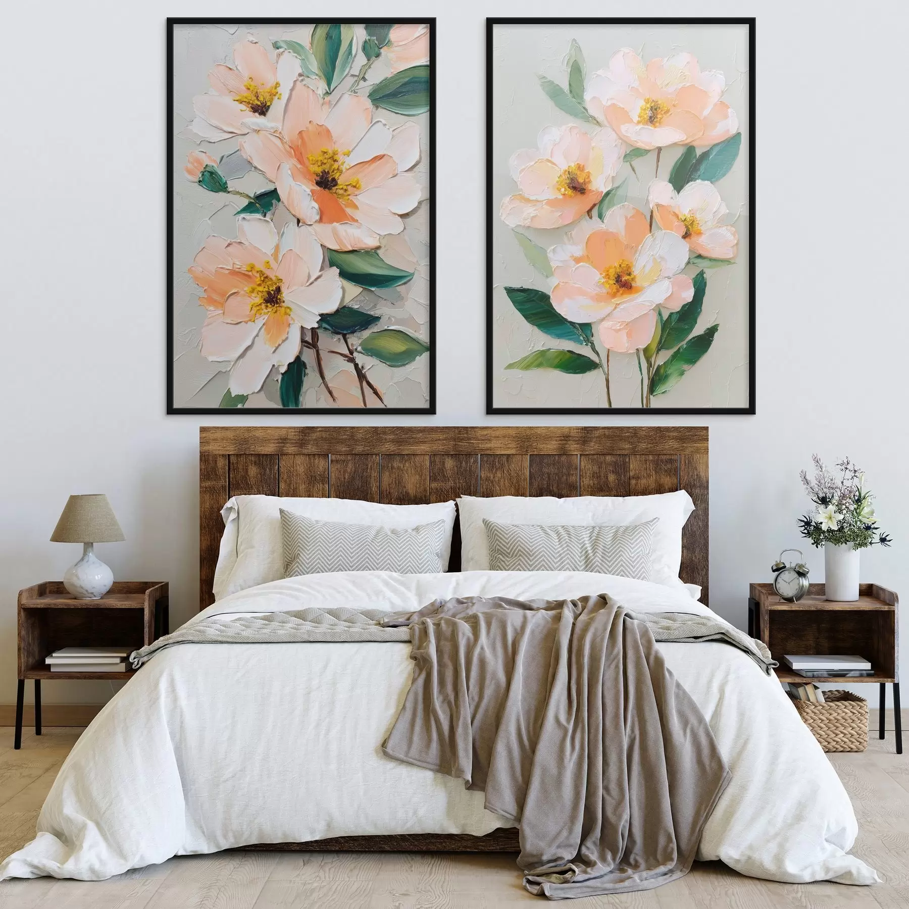 Fototapet Malba ve stylu impasto kombinující velkou kytici a jednotlivé květiny d00579