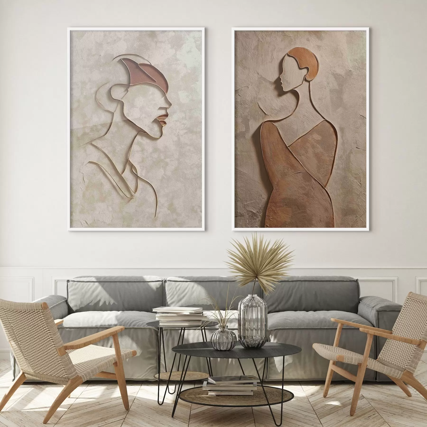 Fototapet Reliéfní siluety lidí v minimalistickém stylu d00596