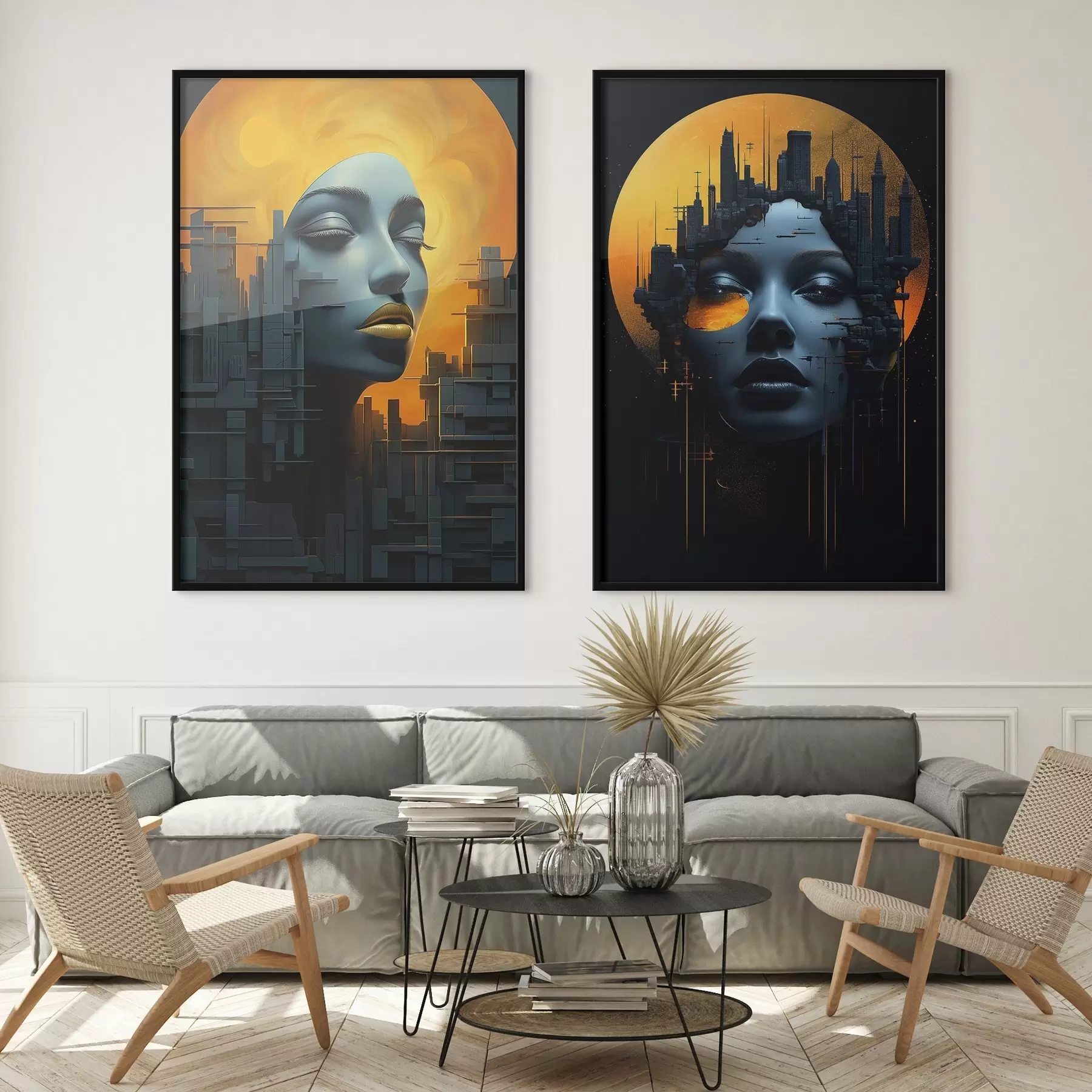 Fototapet Portrét dívky na abstraktním pozadí města d00618