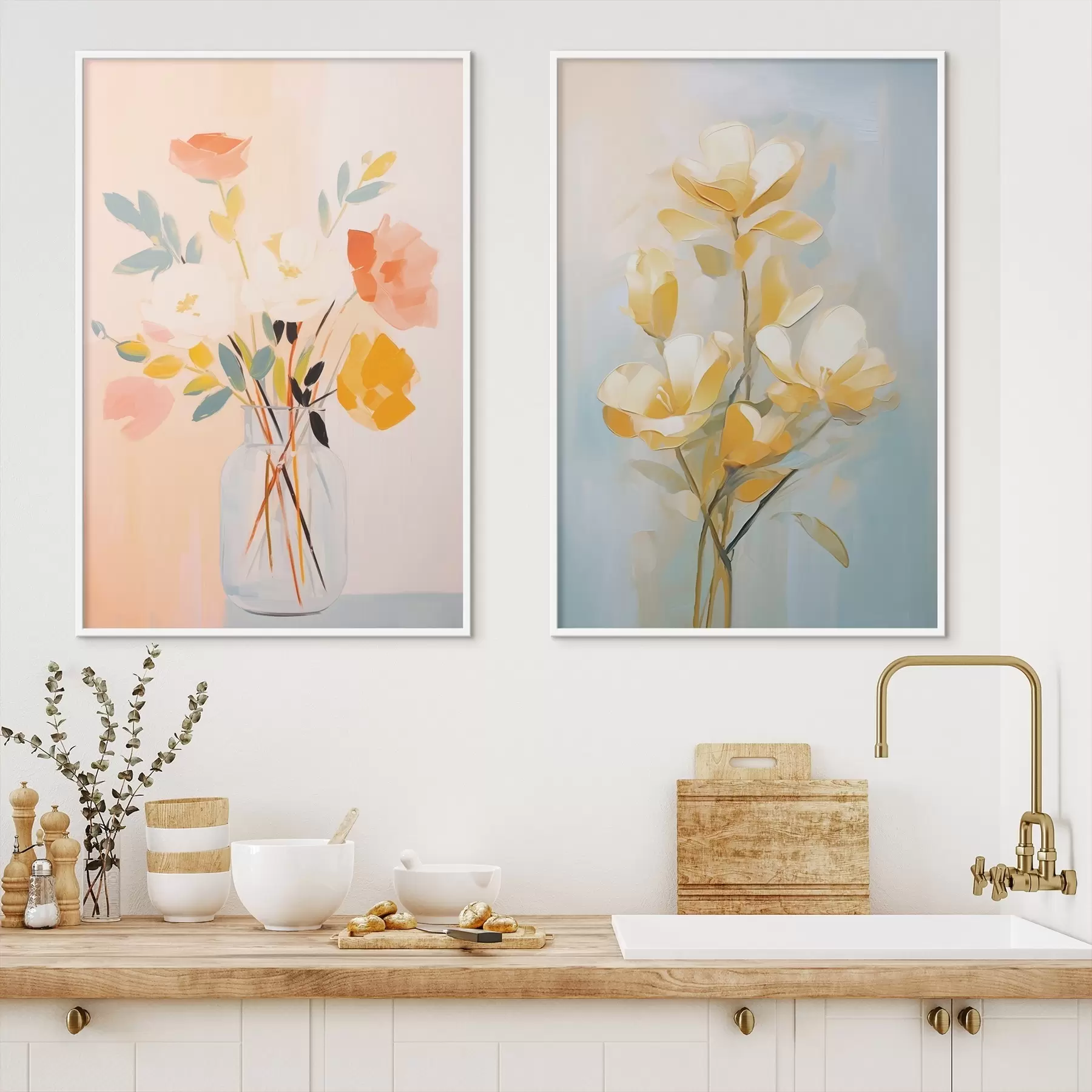 Fototapet Květiny ve váze: kresba ve stylu olejomalby d00636