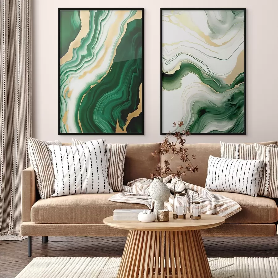 Fototapet Zelené a bílé mramorové textury s oranžovožlutými žilkami d00688