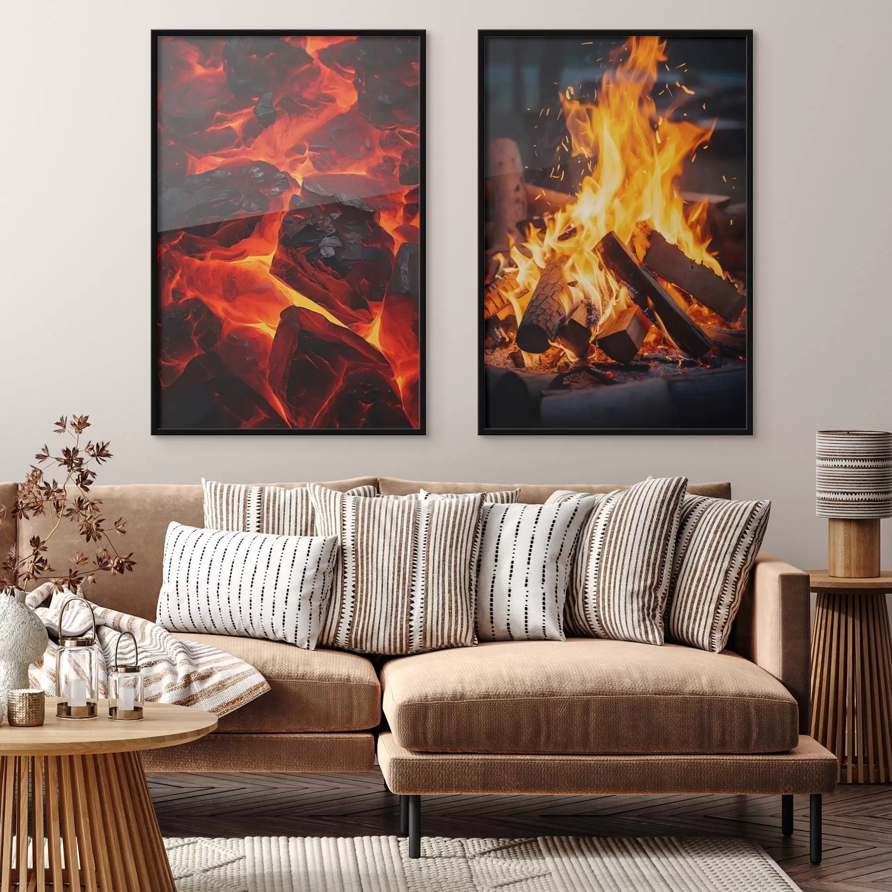 Fototapet Žhavé uhlí a plamenný oheň ve tmě d00696