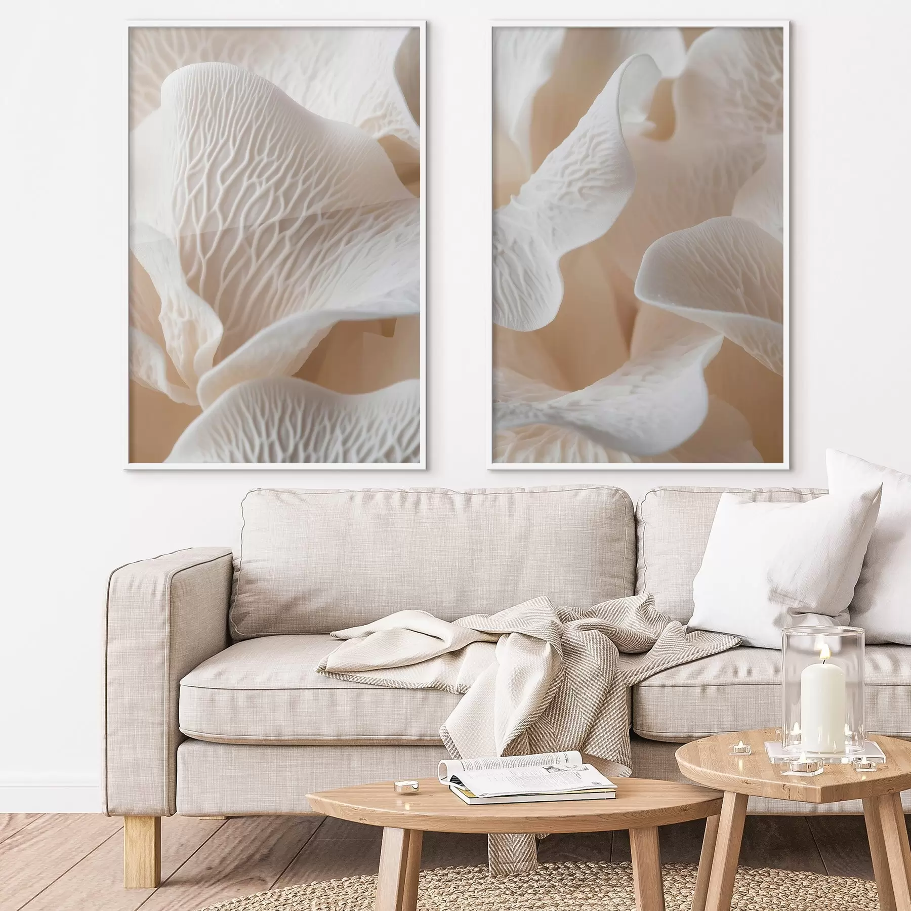 Fototapet okvětní lístky s žilkami v béžových tónech d00697