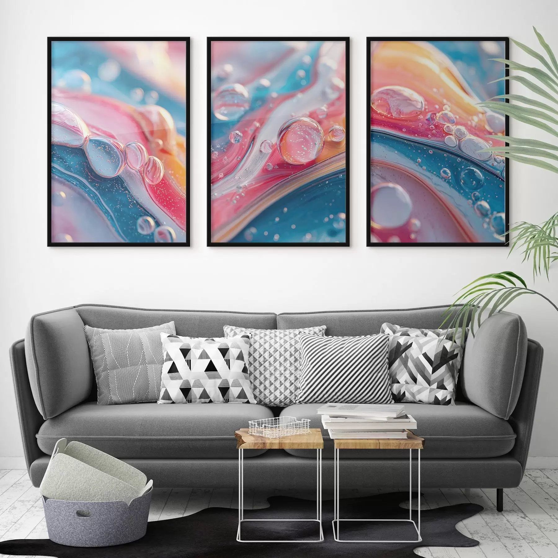 Fototapet barevné vlny s bublinkami d00698