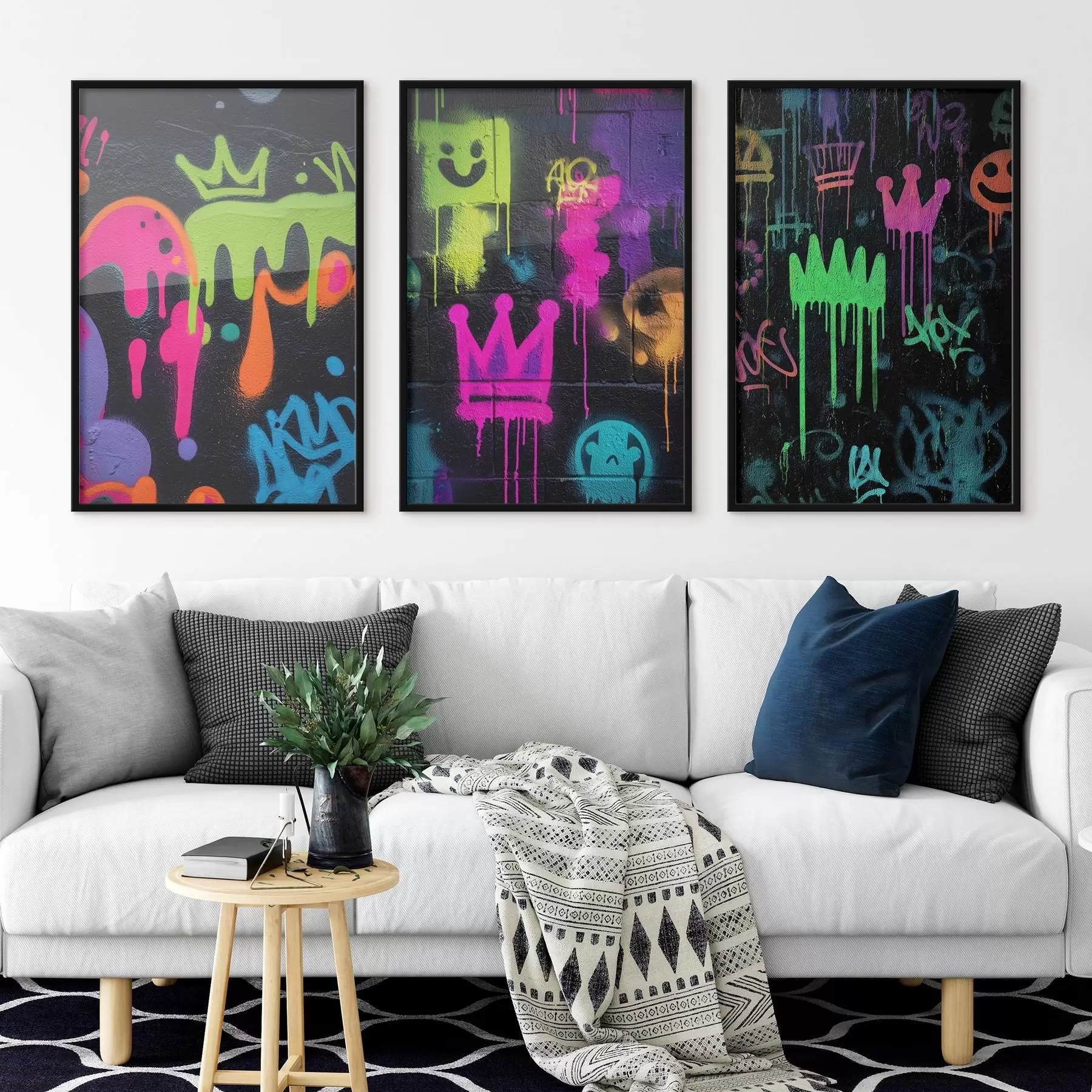 Fototapet jasné pouliční graffiti na tmavém pozadí d00703