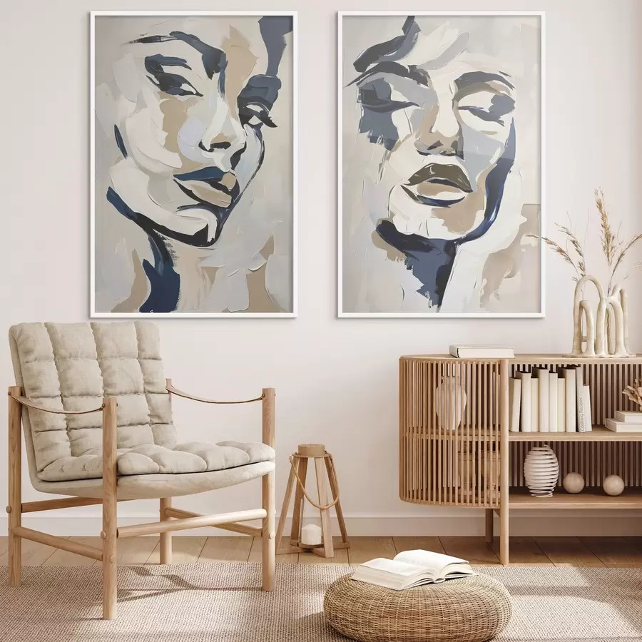 Fototapet Abstraktní tváře žen s imitací tahů štětcem d00713