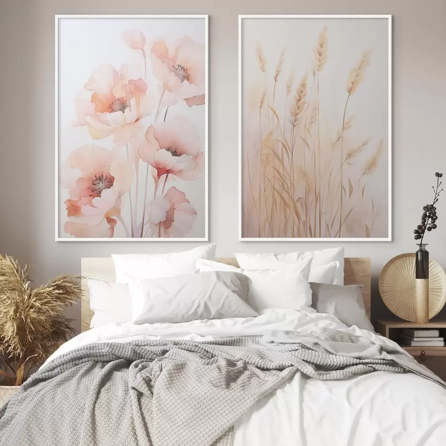 Fototapet Mák a klásky, imitace akvarelu d00723