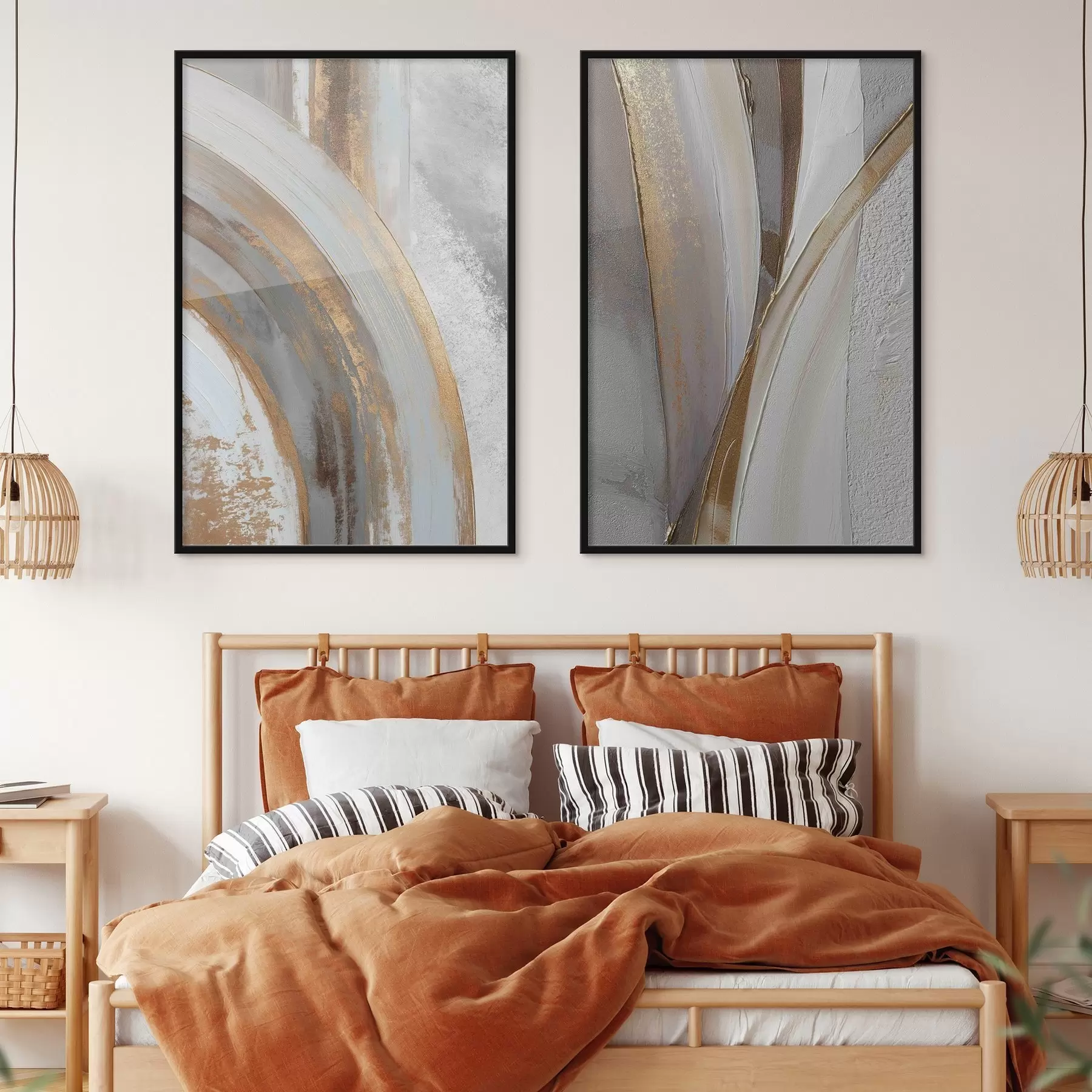 Fototapet Abstraktní šedé a žluté oblouky v moderním stylu d00749