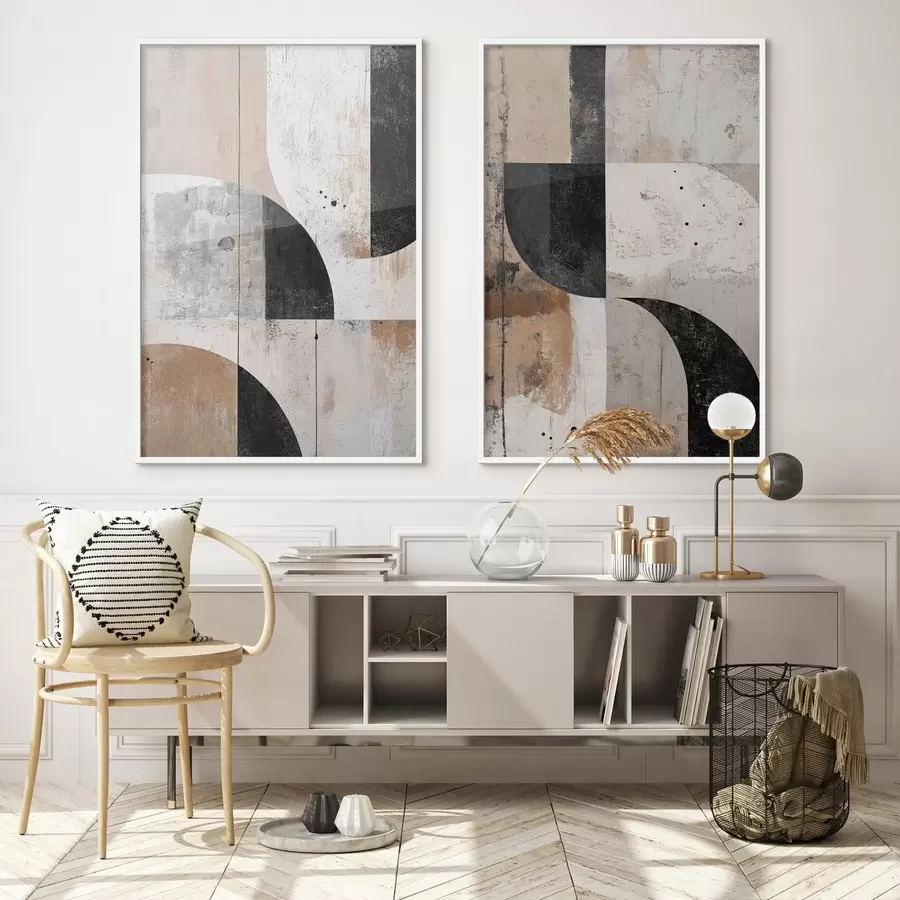 Fototapet Geometrické tvary v béžových a černých odstínech d00750