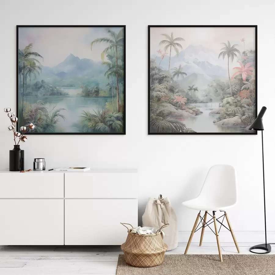 Fototapet Řeka v džungli před horou d00751