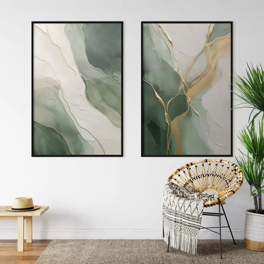 Fototapet Smaragdové vlny se žlutými potůčky d00764