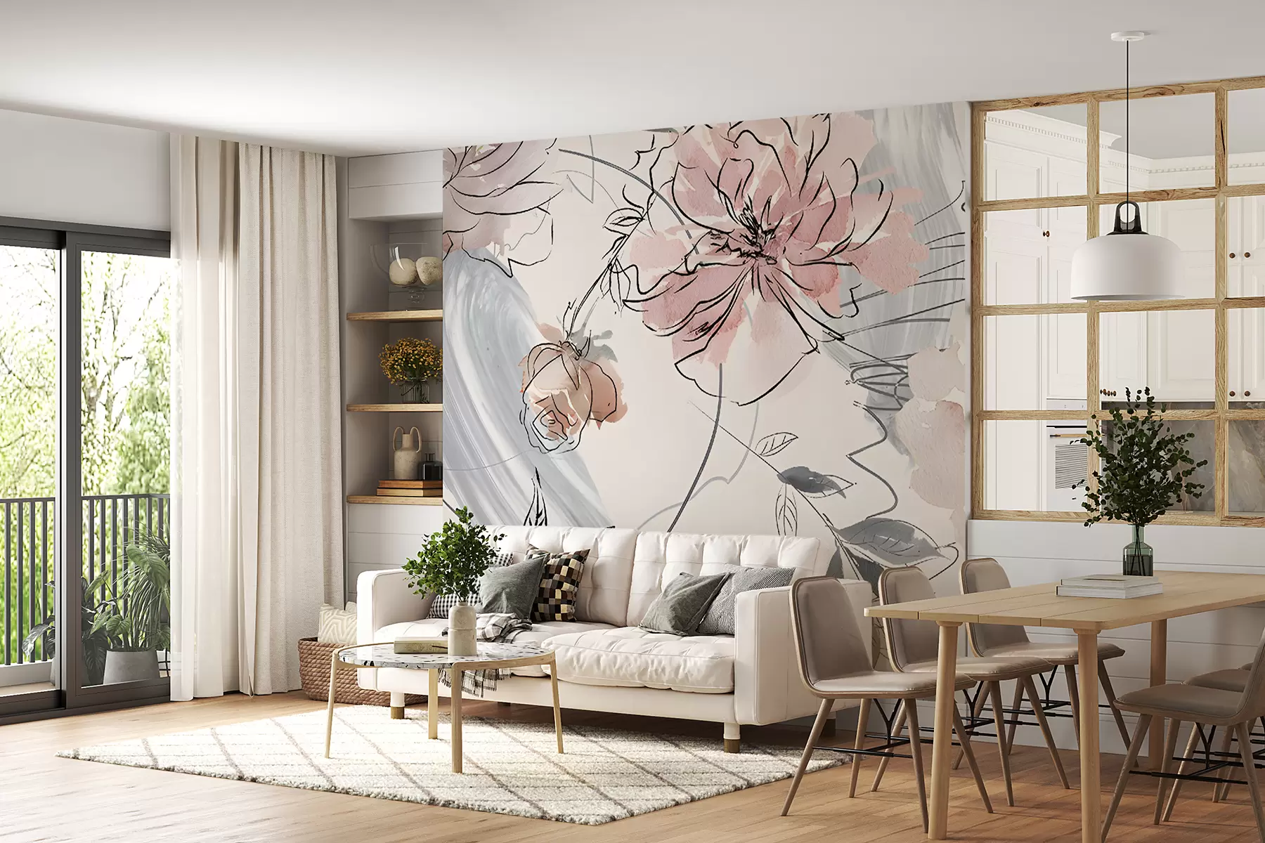 Fototapet Akvarel květiny u71515