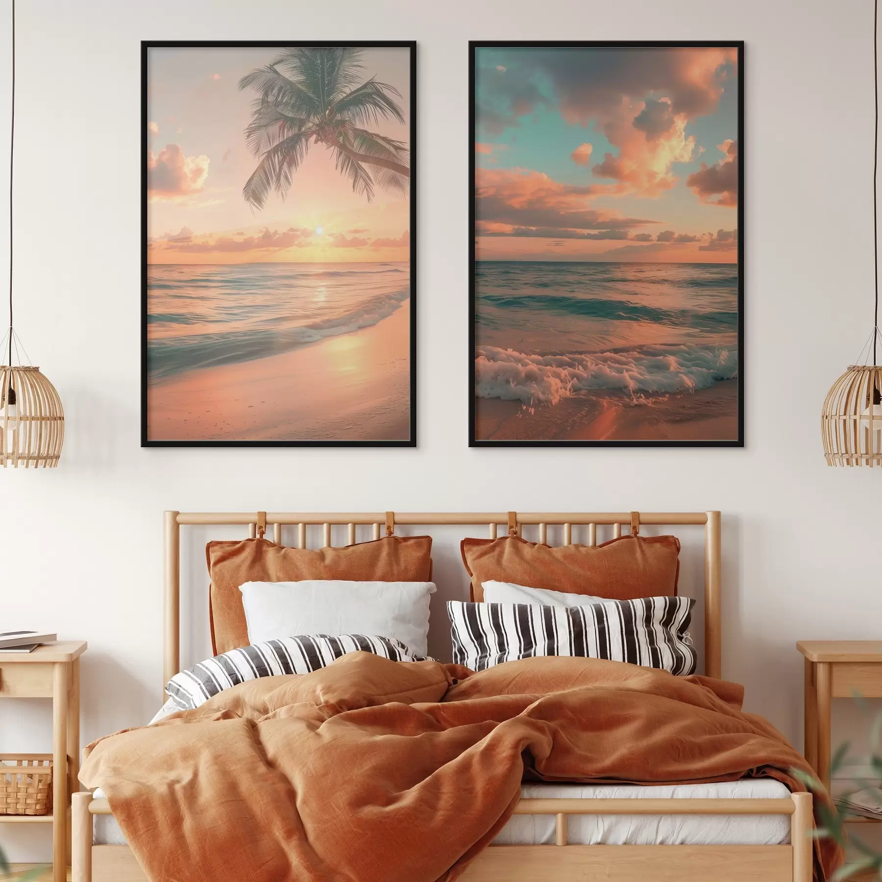 Fototapet Západ slunce na pobřeží s výhledem na vlny d00787