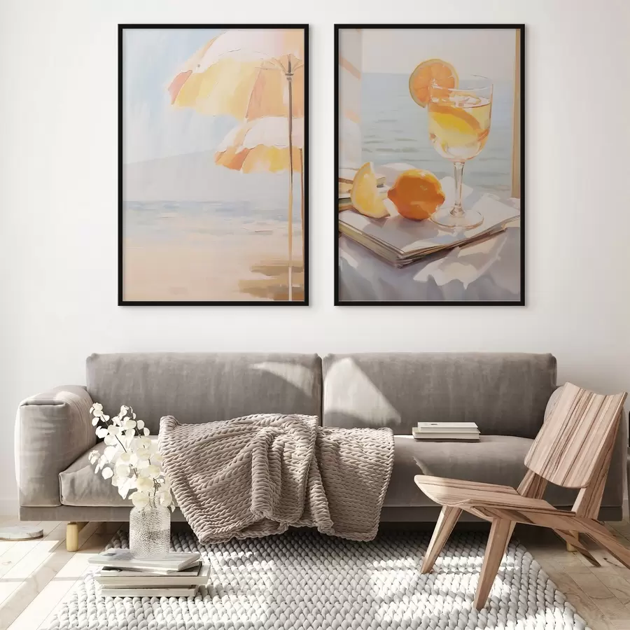 Fototapet Plážová krajina a koktejl ve sklenici d00793