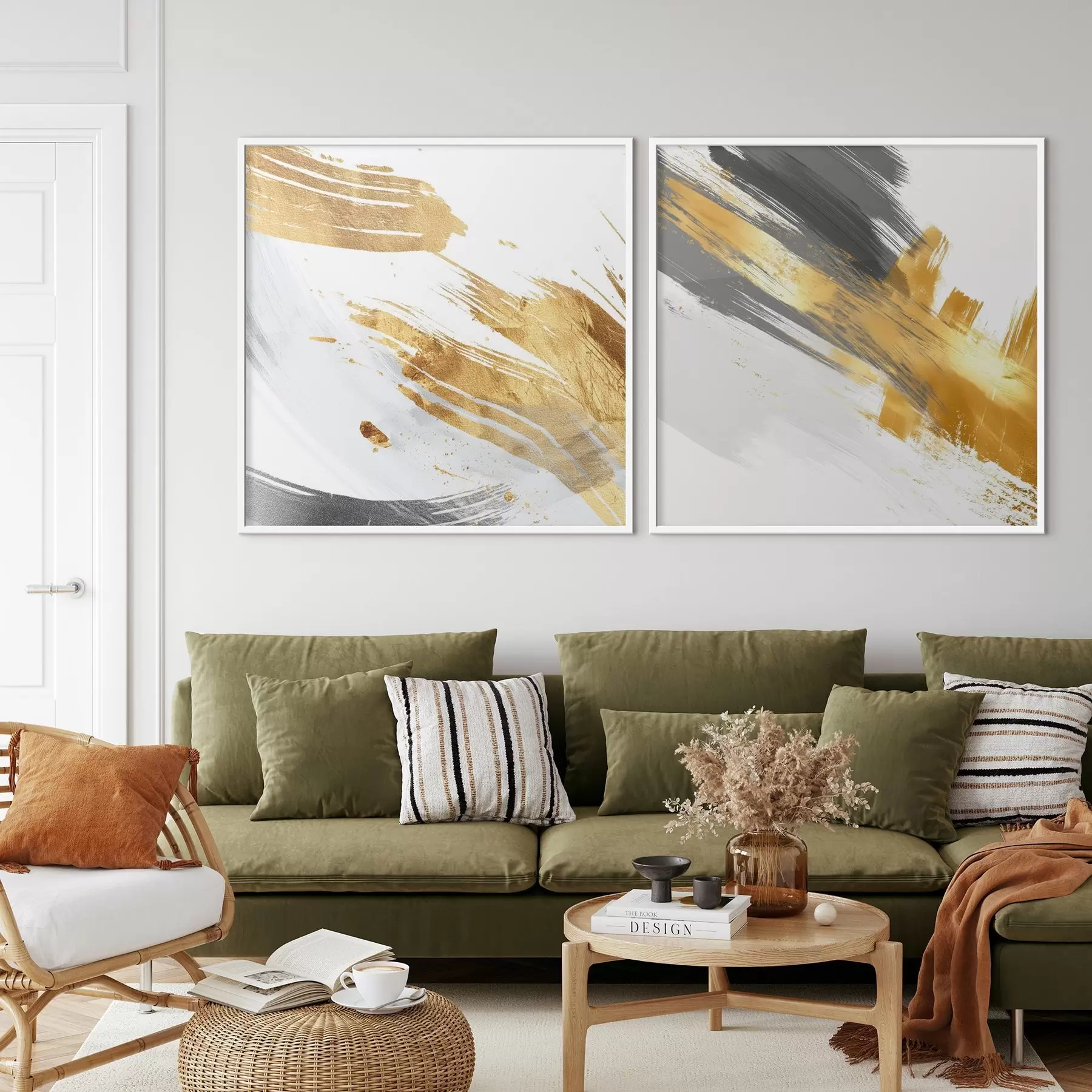 Fototapet Dynamická abstrakce se žlutými a šedými tahy d00748