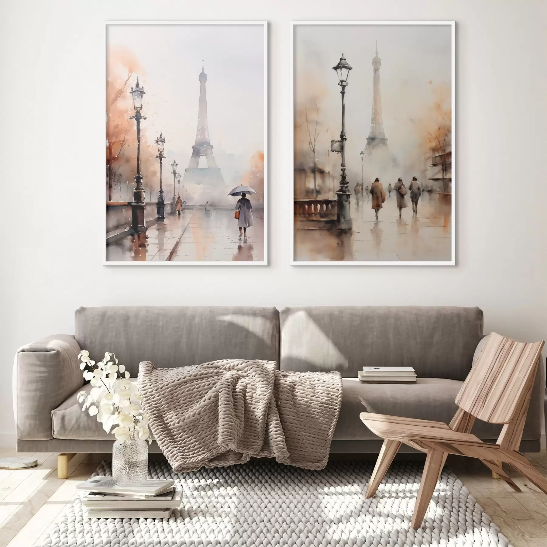 Fototapet Deštivý podzimní den v Paříži s Eiffelovou věží v pozadí a vintage pouličními lampami d00821