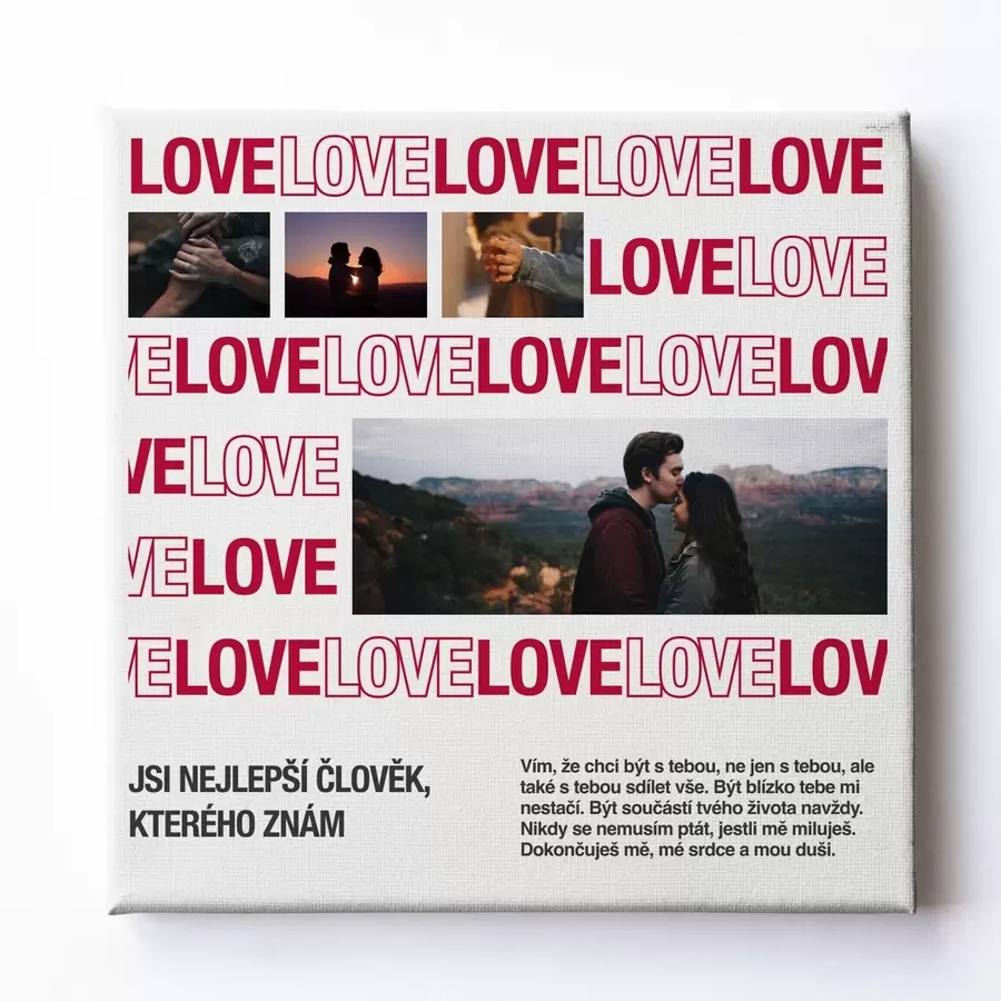 Obraz Fotokoláž jako dárek k Valentýnu z vaší fotografie na plátně Č. s47223