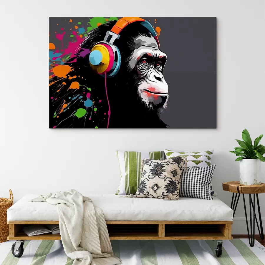 Obraz Opice se sluchátky Č. s47385