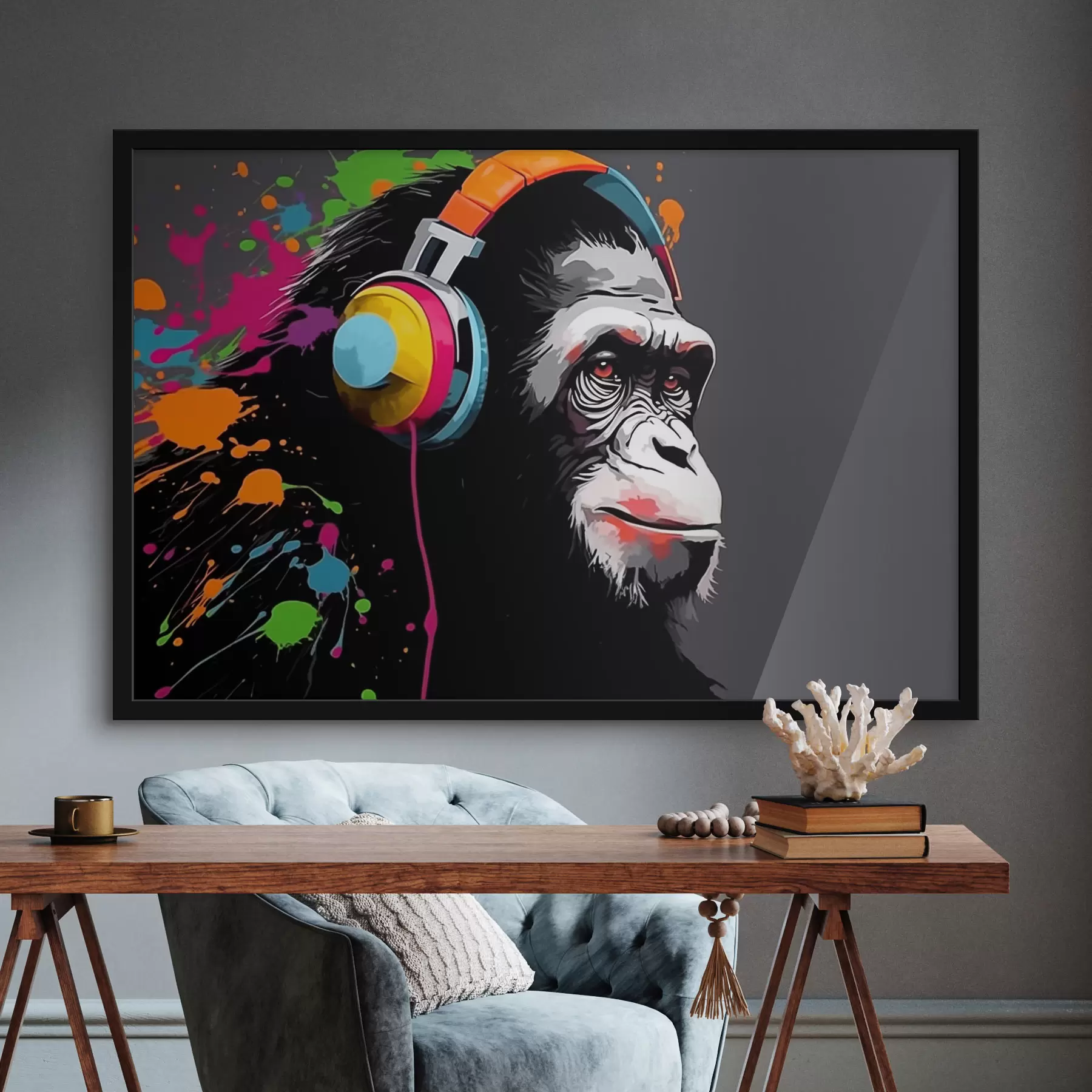 Obraz Opice se sluchátky Č. f47385
