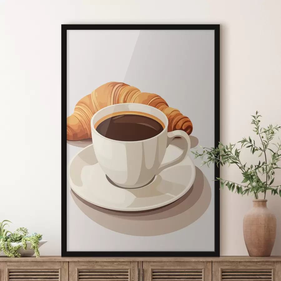 Fototapet Káva s croissantem f47397