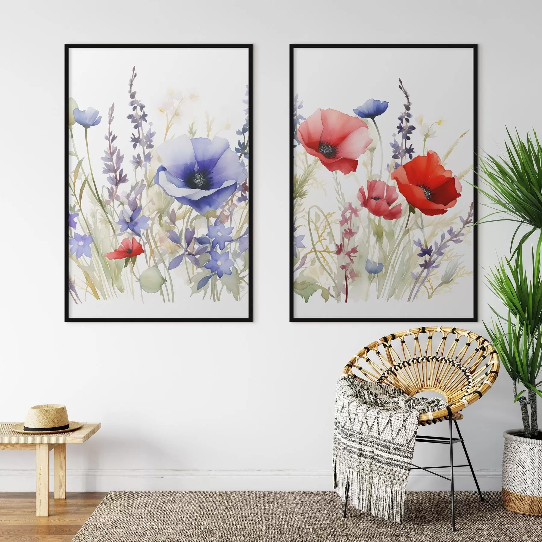 Fototapet Máky na poli, akvarelový efekt d01067