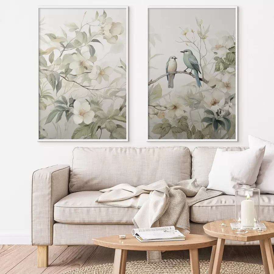 Fototapet Dva ptáci na větvích d01071