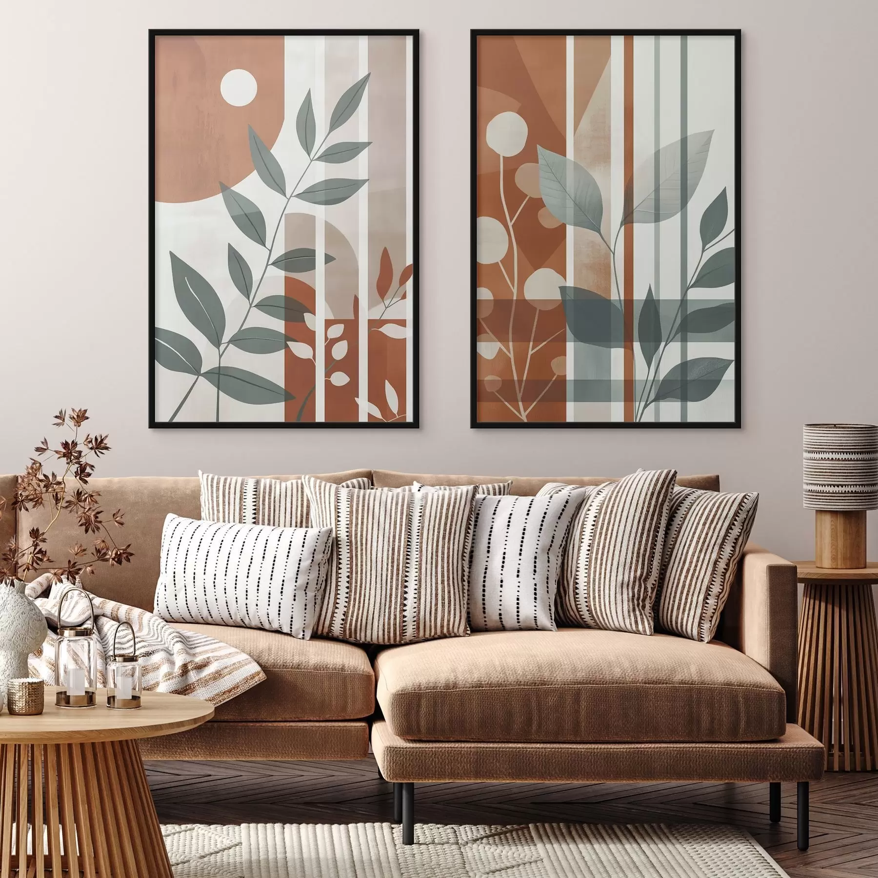 Fototapet Abstrakce s větvemi listů d01074