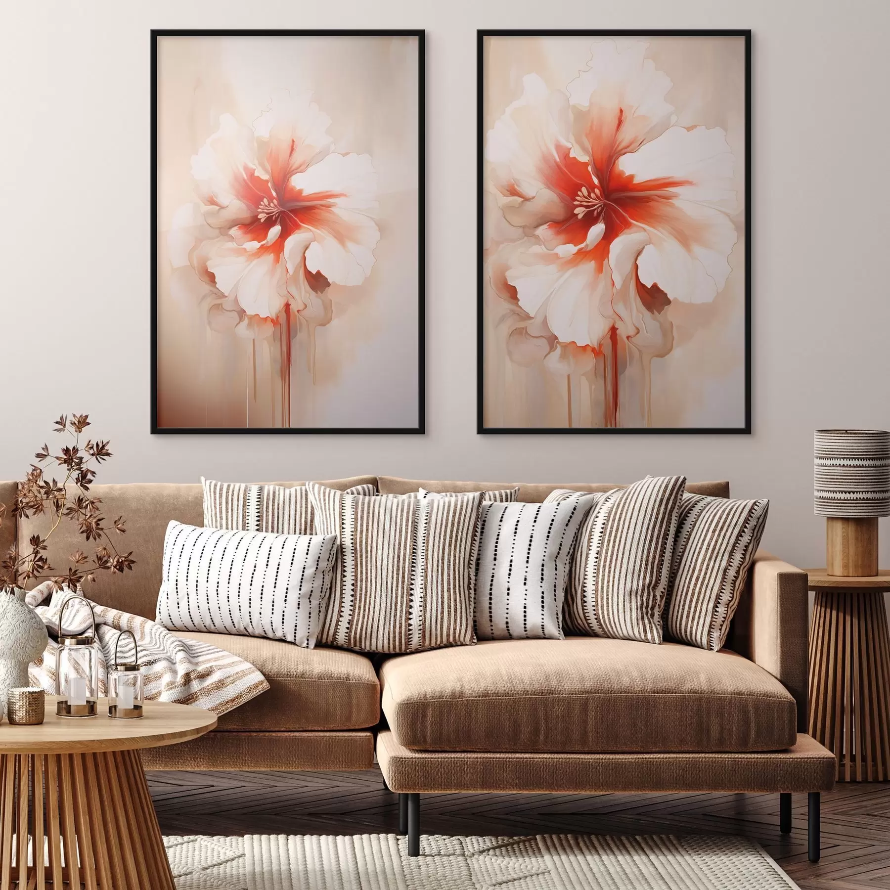 Obraz Bílé korálové okvětní lístky na abstraktním pozadí, klidná kompozice Č. d01089