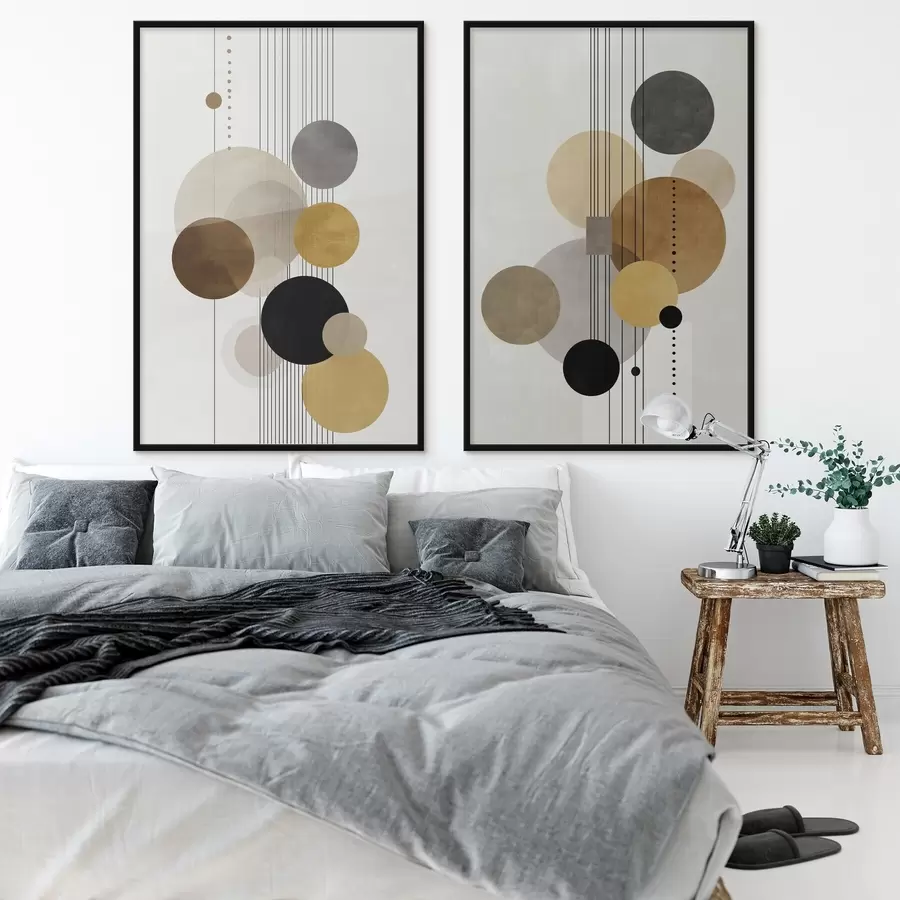 Fototapet abstraktní obraz s kruhy a čarami v teplých barvách d01182