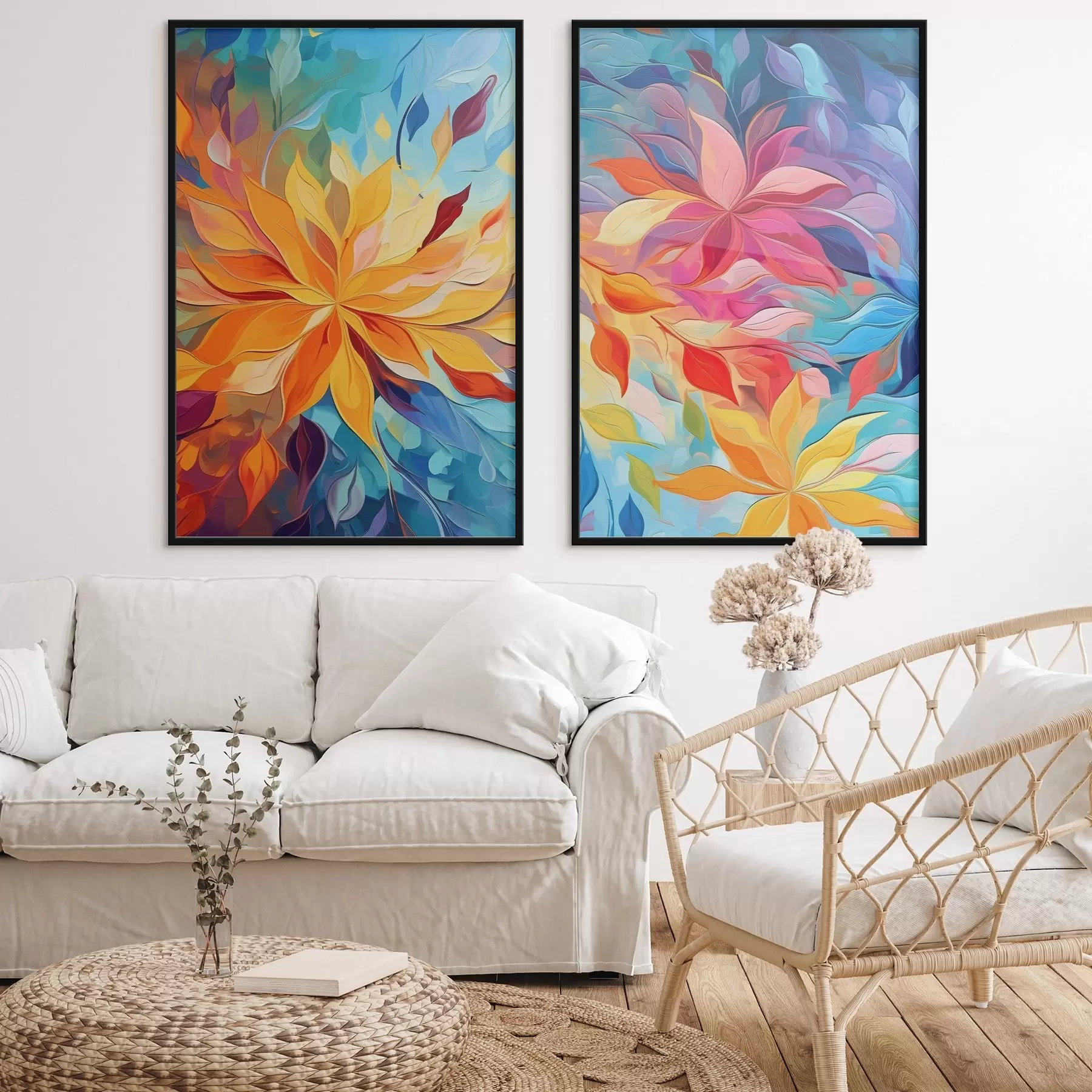 Fototapet Abstraktní jasné květiny, imitace olejomalby d01252