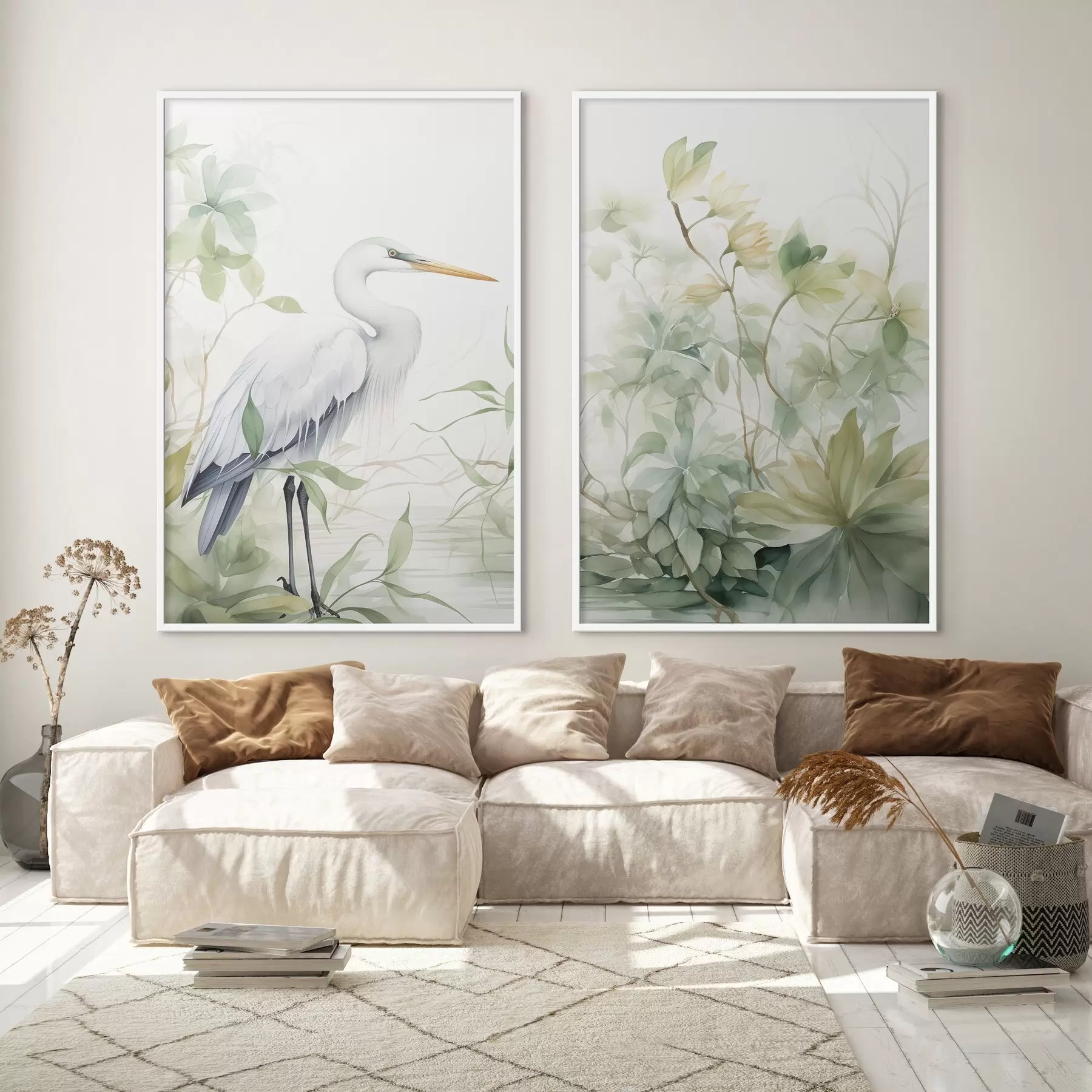 Fototapet Čáp mezi rostlinami d01256