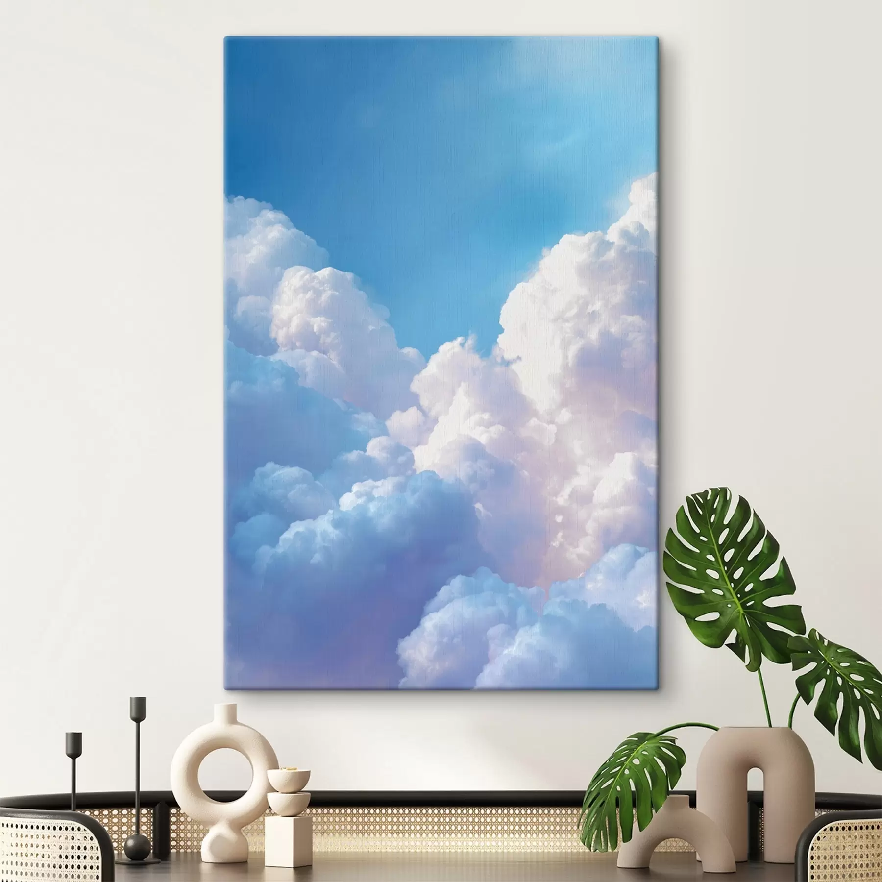 Obraz Malebná obloha s mohutnými bílými mraky ve stylu digitální grafiky Č. s47089