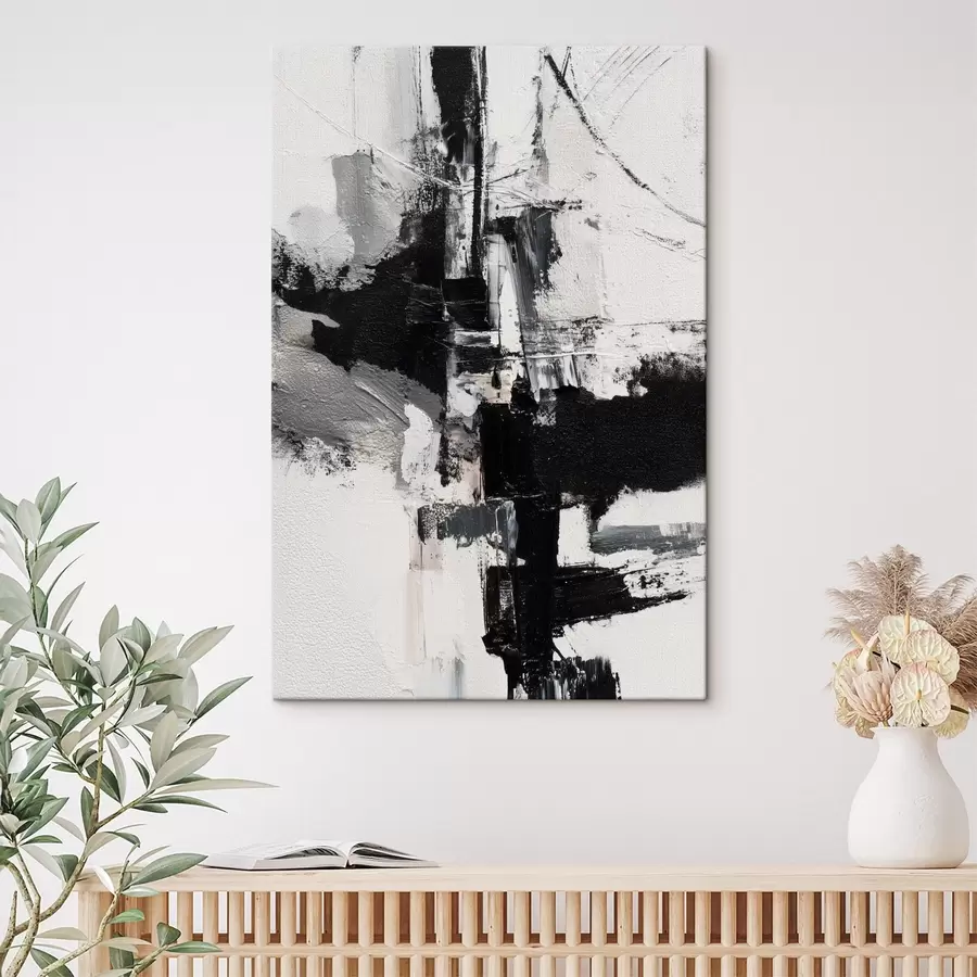 Obraz Texturovaná ilustrace s kontrastními černými a šedými tahy štětcem ve stylu olejomalby Č. s47091