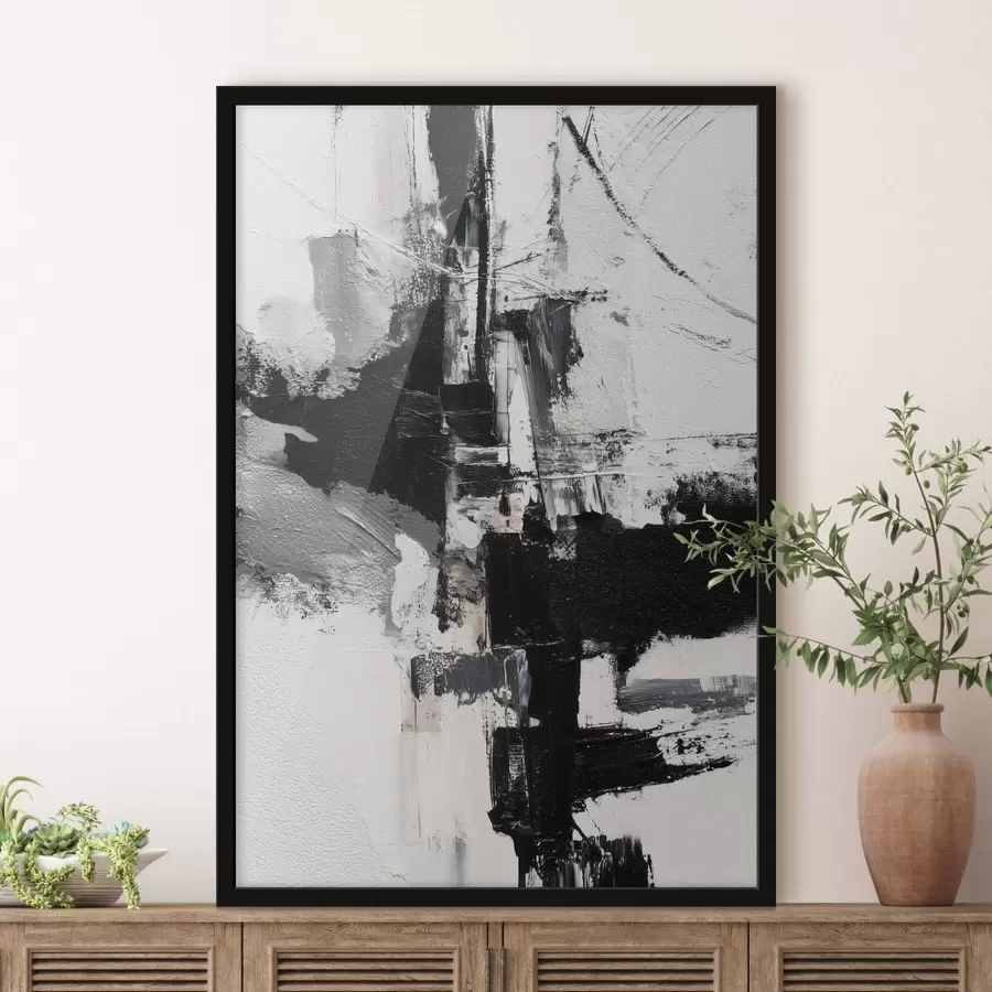 Fototapet Texturovaná ilustrace s kontrastními černými a šedými tahy štětcem ve stylu olejomalby f47091