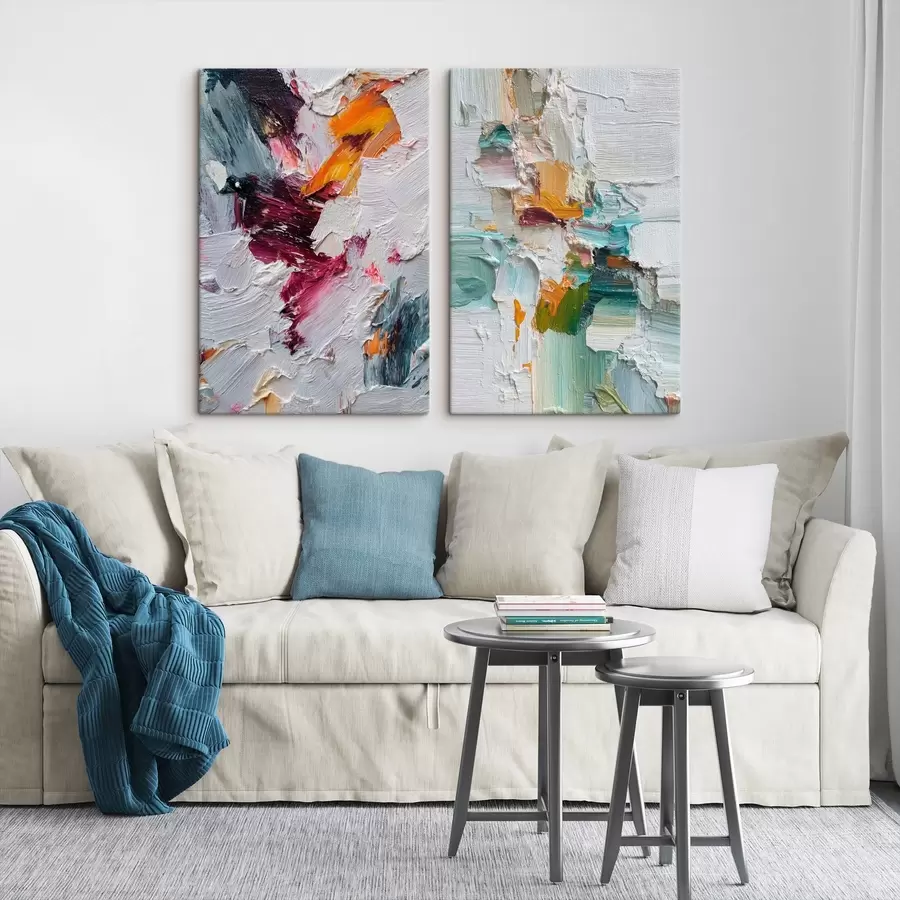 Obraz Barevná abstrakce s hrubými tahy štětcem v moderním stylu Č. m01098