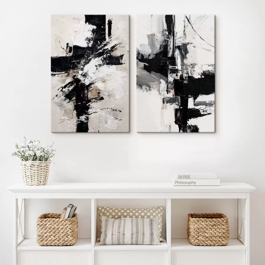 Obraz Minimalistická kompozice s dynamickými akcenty a imitací reliéfní textury Č. m01151