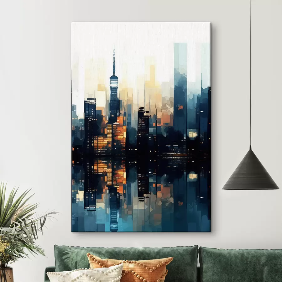 Obraz Večerní západ slunce ve velkém městě Č. s47677