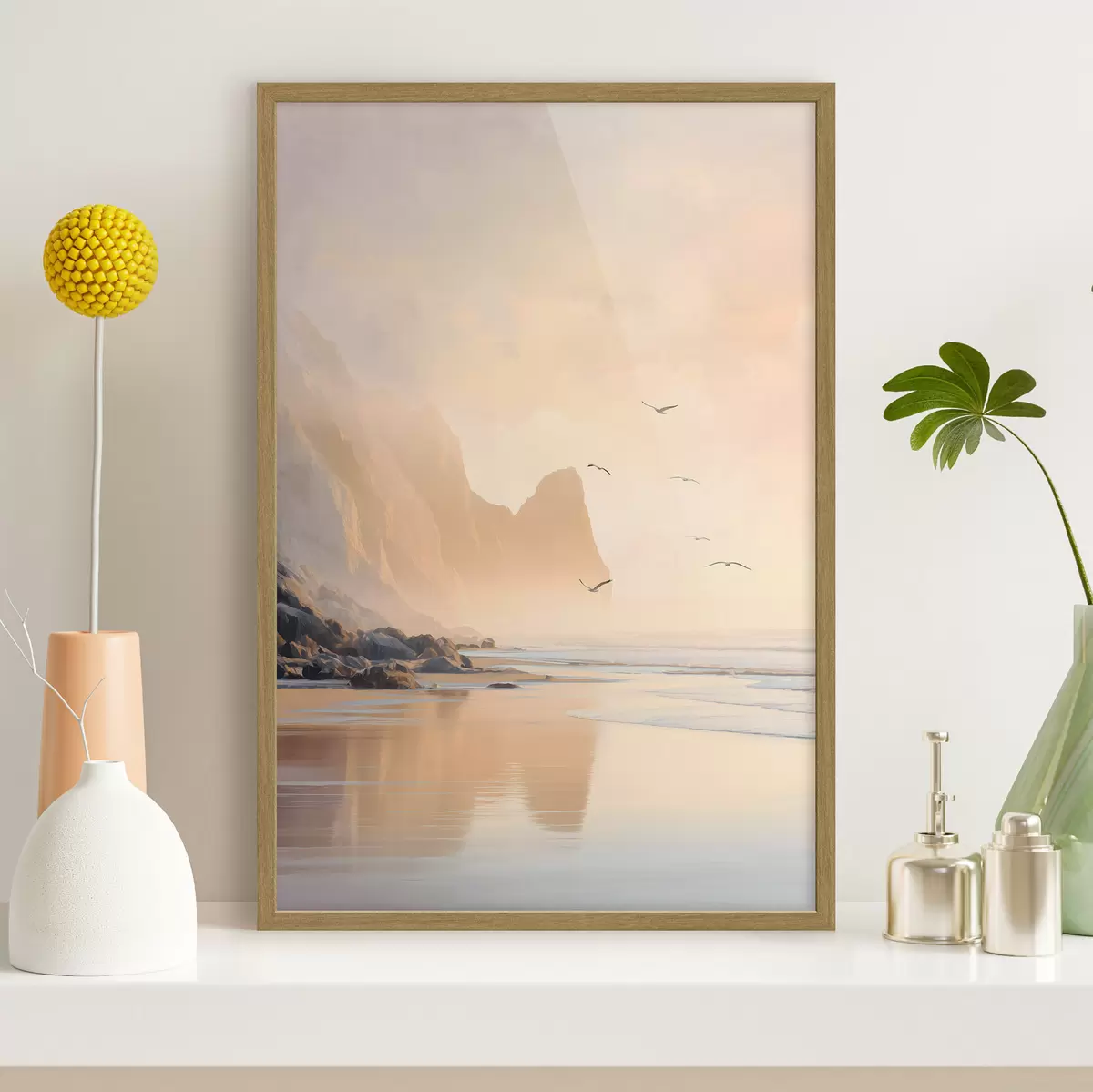 Poster oceánské svítání na pozadí hor f47689