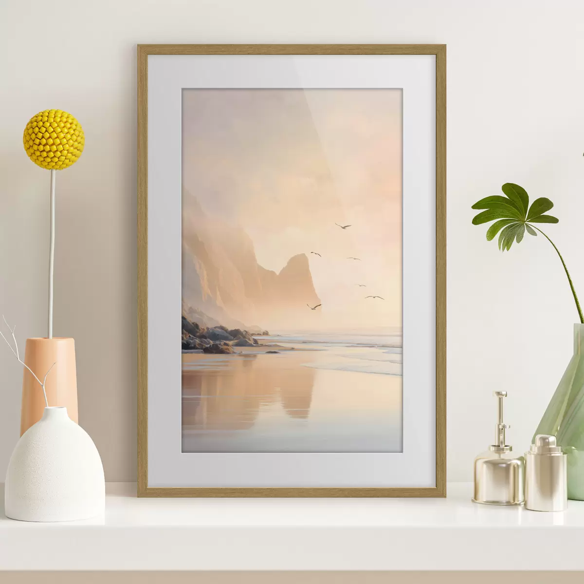 Poster oceánské svítání na pozadí hor f47689
