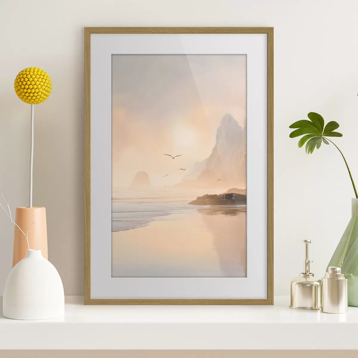Poster oceánské svítání na pozadí hor f47690
