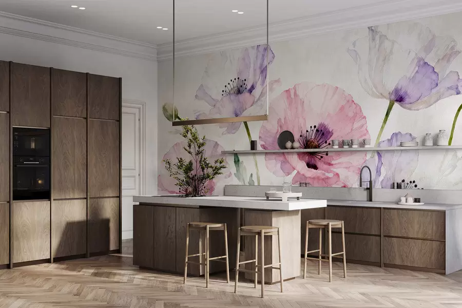 Fototapet Akvarelové máky w05174