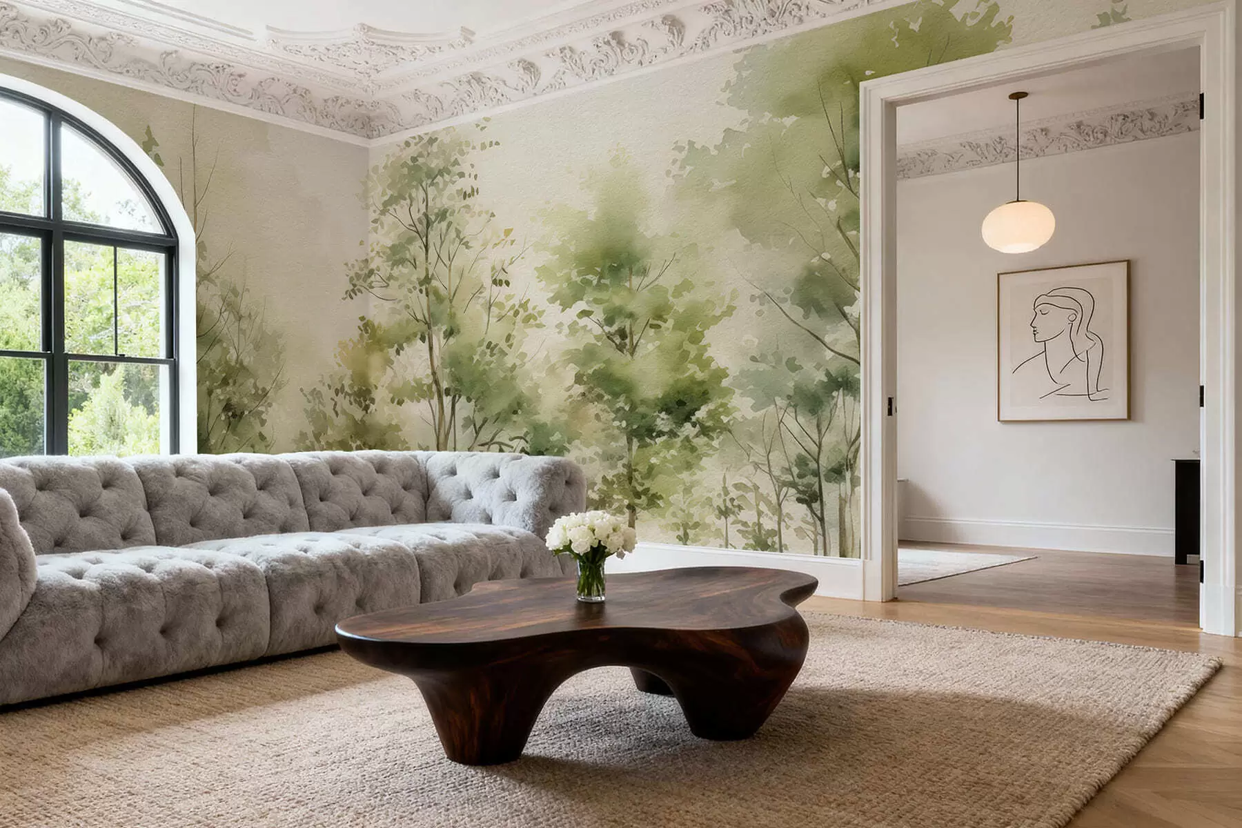 Fototapet Akvarel listnatý les w05180